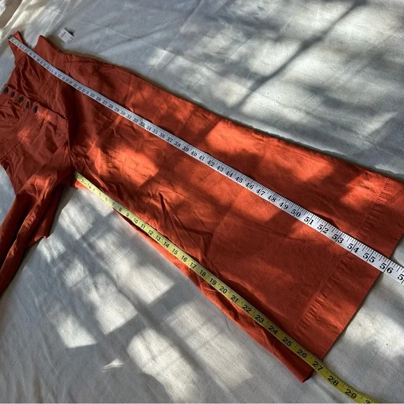 Maeve The Portside Jumpsuit 10 Wide Leg Linen Blend Square Neck Rust Orange NWT - Picture 12 of 15